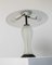 Postmodern Table Lamp in White Frosted Murano Glass with Black Metal Details, Italy, 1980s 3