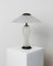 Postmodern Table Lamp in White Frosted Murano Glass with Black Metal Details, Italy, 1980s 2