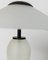 Postmodern Table Lamp in White Frosted Murano Glass with Black Metal Details, Italy, 1980s 5