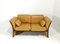 Mid-Century Modern Cognac Leather Sofa with Wooden Structure, Italy, 1980s, Image 1