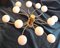 Lámpara de araña vintage grande con marco curvado de latón y 12 esferas de vidrio lechoso de Helestra, Imagen 5