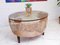 Mesa de centro africana vintage de cuero de vaca con tablero de vidrio, años 60, Imagen 2