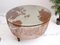 Mesa de centro africana vintage de cuero de vaca con tablero de vidrio, años 60, Imagen 3