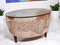 Mesa de centro africana vintage de cuero de vaca con tablero de vidrio, años 60, Imagen 1