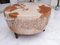 Mesa de centro africana vintage de cuero de vaca con tablero de vidrio, años 60, Imagen 7