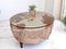 Mesa de centro africana vintage de cuero de vaca con tablero de vidrio, años 60, Imagen 12