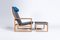 Vintage Danish Armchair and Stool in Oak by Børge Mogensen for Fredericia, 1950s, Set of 2 1