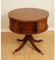 Regency Style Revolving Bookcase Drum Table in Hand Dyed Whiskey Brown, 1940s, Image 3