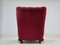 Fauteuil Relax en Velours Rouge Cerise et Bois de Chêne, Danemark, 1960s 18