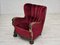 Fauteuil Relax en Velours Rouge Cerise et Bois de Chêne, Danemark, 1960s 12