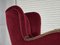 Fauteuil Relax en Velours Rouge Cerise et Bois de Chêne, Danemark, 1960s 11