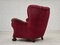 Fauteuil Relax en Velours Rouge Cerise et Bois de Chêne, Danemark, 1960s 13