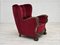 Fauteuil Relax en Velours Rouge Cerise et Bois de Chêne, Danemark, 1960s 10