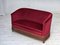 Danish 2-Seater Sofa in Red Furniture Velour & Ash Wood Legs, 1960s, Image 17