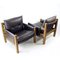 Brown Leather and Walnut Lounge Chairs from Ton, Former Czechoslovakia, 1990s, Set of 2 1