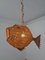 French Handmade Wicker Fish Ceiling Lamp, 1960s 8