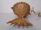 French Handmade Wicker Fish Ceiling Lamp, 1960s 13