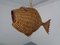 French Handmade Wicker Fish Ceiling Lamp, 1960s 1