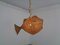 French Handmade Wicker Fish Ceiling Lamp, 1960s 2