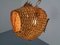 French Handmade Wicker Fish Ceiling Lamp, 1960s 9