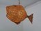 French Handmade Wicker Fish Ceiling Lamp, 1960s 5