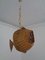 French Handmade Wicker Fish Ceiling Lamp, 1960s 4