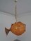French Handmade Wicker Fish Ceiling Lamp, 1960s 6