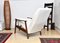 Fauteuil avec Repose-Pieds Pliant en Bouclé Crème, 1960s 5