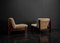 Brutalist Lounge Chairs in Pine and Leather by Carl Straub, 1960s, Set of 5 11