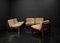 Fauteuils Brutaliste en Pin et Cuir par Carl Straub, 1960s, Set de 5 9