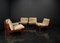 Brutalist Lounge Chairs in Pine and Leather by Carl Straub, 1960s, Set of 5 5