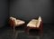 Brutalist Lounge Chairs in Pine and Leather by Carl Straub, 1960s, Set of 5 6