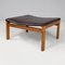 Set of Mid-Century Modern Italian Ottoman in Brown Leather and Wood, 1960s 2