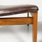 Set of Mid-Century Modern Italian Ottoman in Brown Leather and Wood, 1960s 11