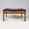 Set of Mid-Century Modern Italian Ottoman in Brown Leather and Wood, 1960s 3