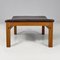 Set of Mid-Century Modern Italian Ottoman in Brown Leather and Wood, 1960s 4