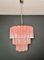 Lámpara de araña Murano 52 grande de tres niveles con tubos de vidrio de alabastro rosa, 1990, Imagen 4