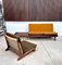 Modular Sofa TV 161 with Removable Seats in Teak & Woven Cane Including Cushion Pads and Ceramic Tray by Hans Olsen for Bramin, Denmark 1957, Image 2