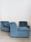 Sillones de terciopelo azul, Italia, años 70. Juego de 3, Imagen 4