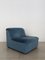 Sillones de terciopelo azul, Italia, años 70. Juego de 3, Imagen 8