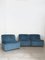 Sillones de terciopelo azul, Italia, años 70. Juego de 3, Imagen 3