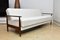 Scandinavian Foldable Teak Sofa in Creamy White Bouclé, 1960s, Image 1
