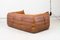 Vintage Two-Seater Togo Sofa with Arms in Brown Pine Leather attributed to Michel Ducaroy for Ligne Roset, 1970s, Image 9