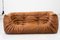 Vintage Two-Seater Togo Sofa with Arms in Brown Pine Leather attributed to Michel Ducaroy for Ligne Roset, 1970s, Image 4