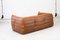 Vintage Two-Seater Togo Sofa with Arms in Brown Pine Leather attributed to Michel Ducaroy for Ligne Roset, 1970s, Image 7