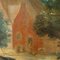 Landscape with Buildings and Figures, Oil Painting, Framed 6