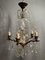 Lámpara de araña francesa vintage de cinco luces de latón y cristal, 20, Imagen 6