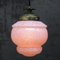 French Clichy Pink Reeded Glass Pendant Lamp, Image 2
