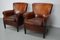 Vintage Dutch Cognac-Colored Leather Club Chairs, Set of 2 2