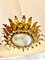 Spanish Crown Sunburst Fixture in Gilt Metal and Frost Glass, 1950s 5